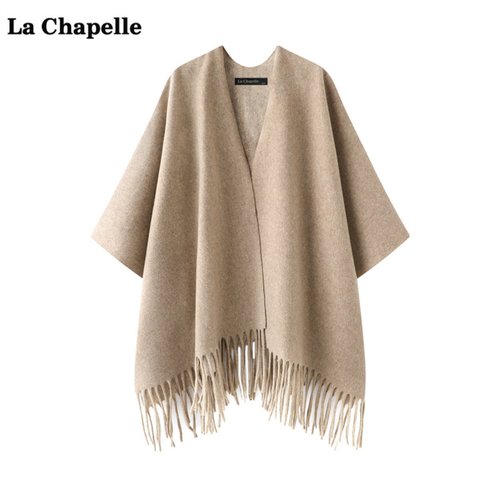拉夏贝尔/La Chapelle高级感外搭披肩斗篷女旅游流苏针织披风围巾