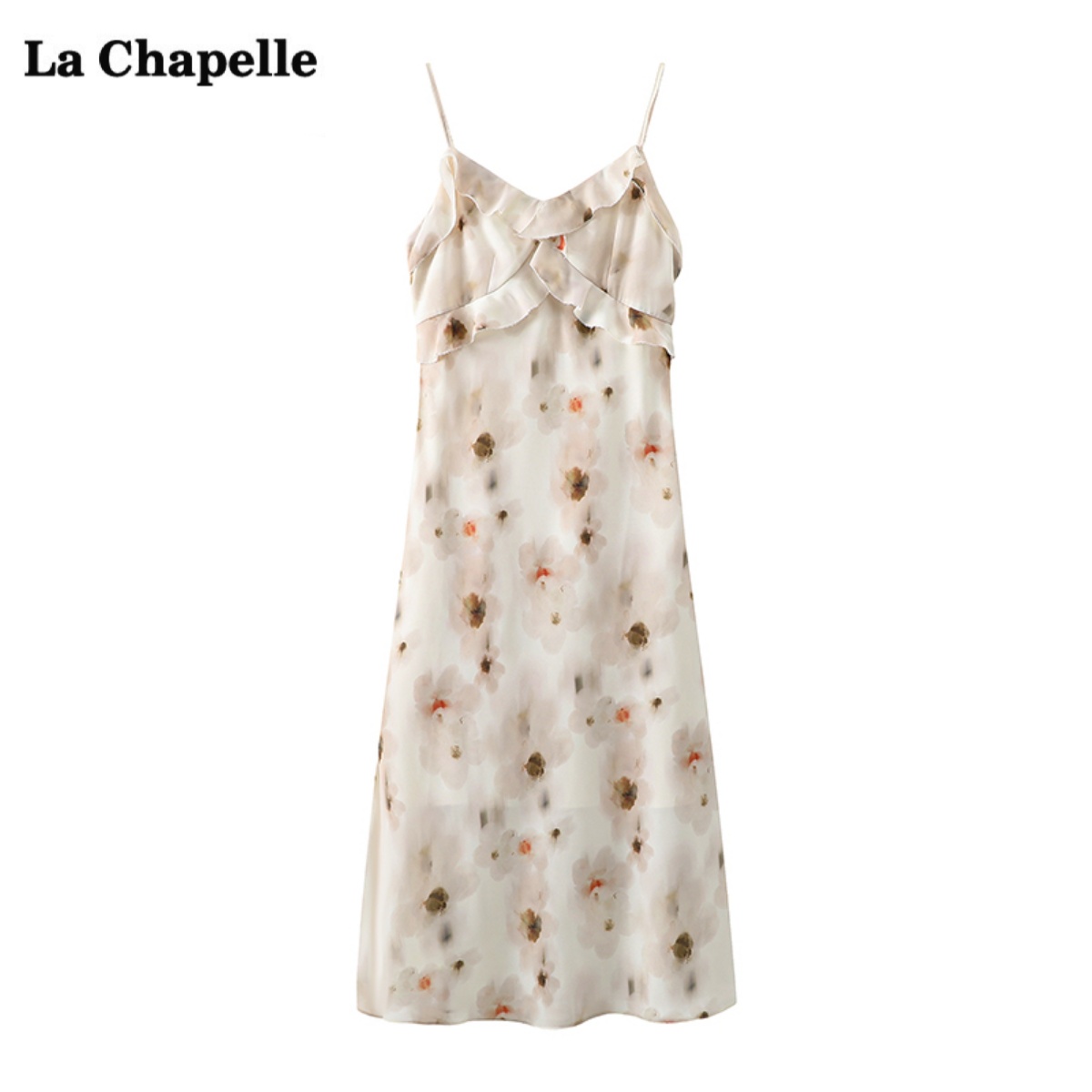 拉夏贝尔/La Chapelle碎花雪纺吊带裙女夏季新款中长款无袖连衣裙