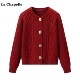 Chapelle圣诞新年红色毛衣女冬季 新款 拉夏贝尔 宽松针织开衫