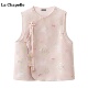 新款 拉夏贝尔 粉色提花马甲女春季 Chapelle新中式 盘扣珍珠坎肩