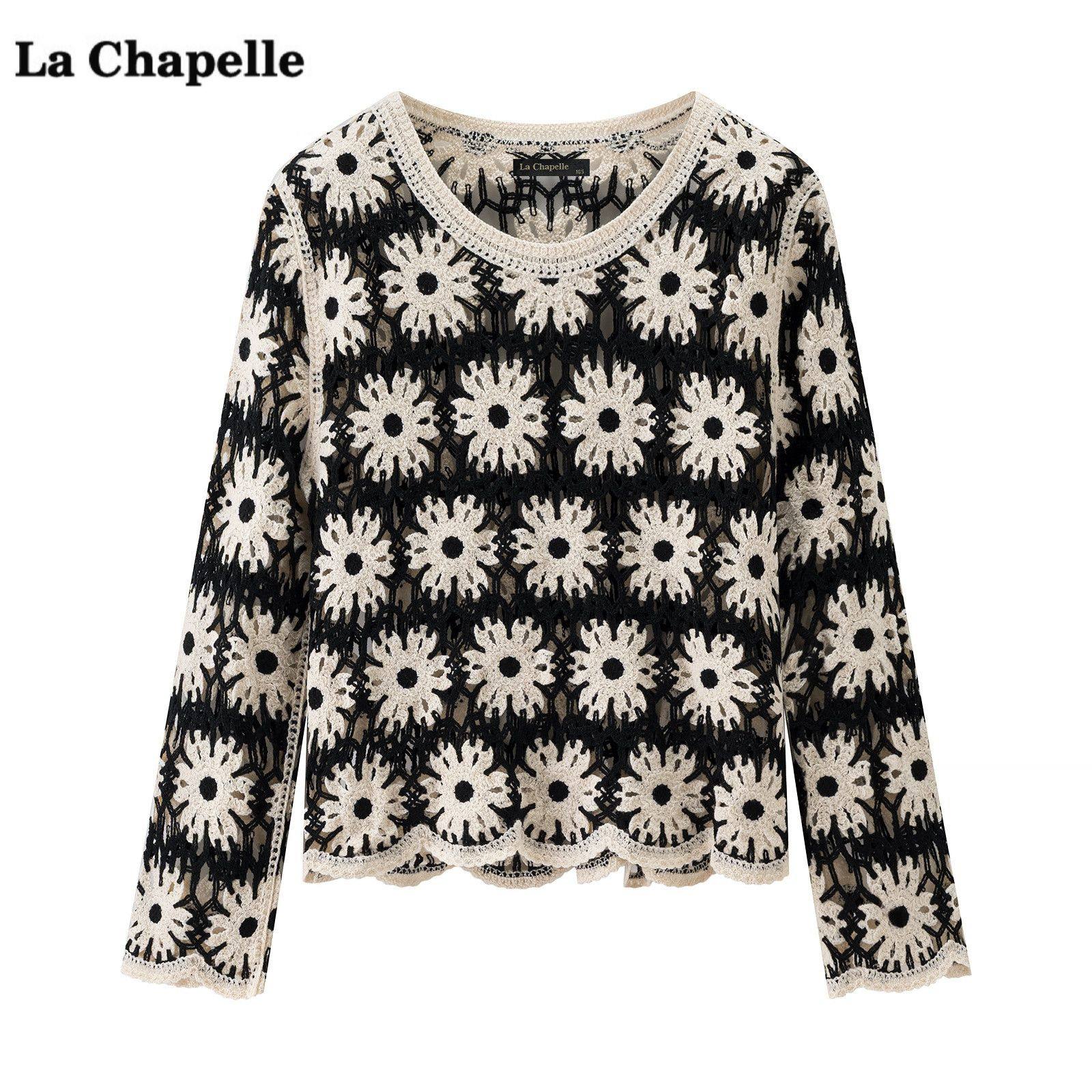 拉夏贝尔/La Chapelle镂空钩花针织罩衫女春季新款甜辣小衫上衣,女装/女士精品,毛针织衫,淘宝优惠券,粉丝福利购,淘宝优惠卷