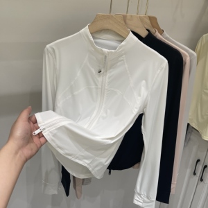 双拉链立领冰丝长袖外套女修身