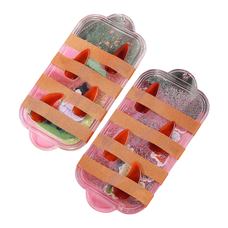 流沙古筝指甲收纳板卡通儿童琵琶缠绕卡缠指甲板胶布收纳盒义甲片