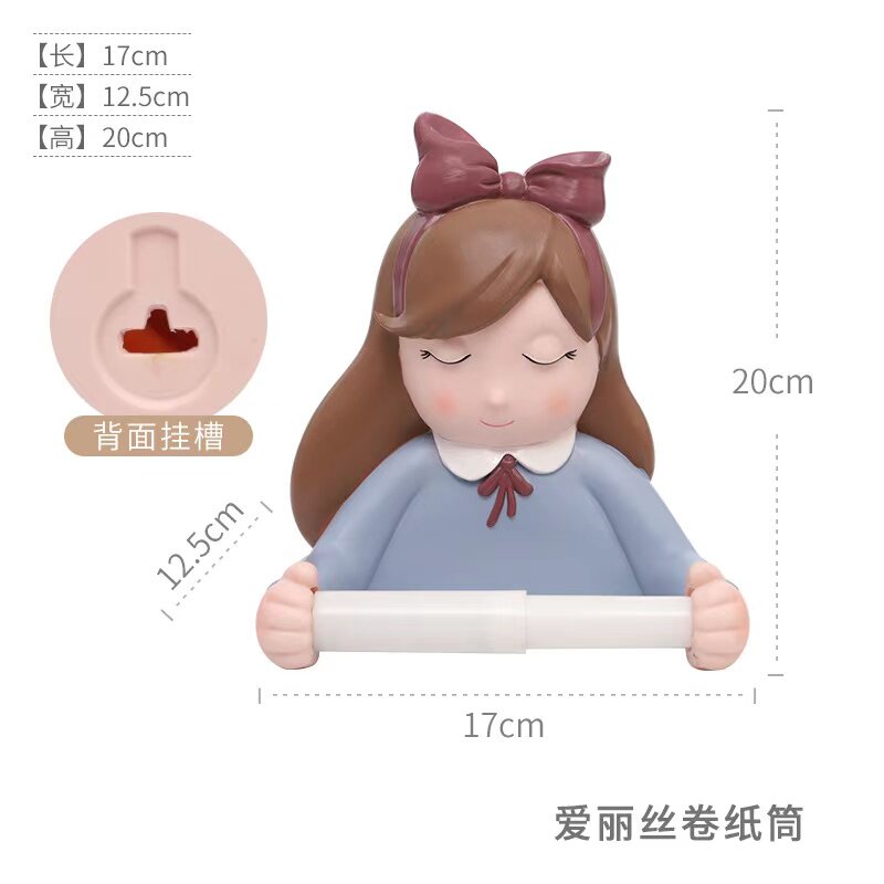 新款卡通动物卫生间纸巾盒免打孔搪胶卷纸筒厕所抽纸架挂式纸巾架