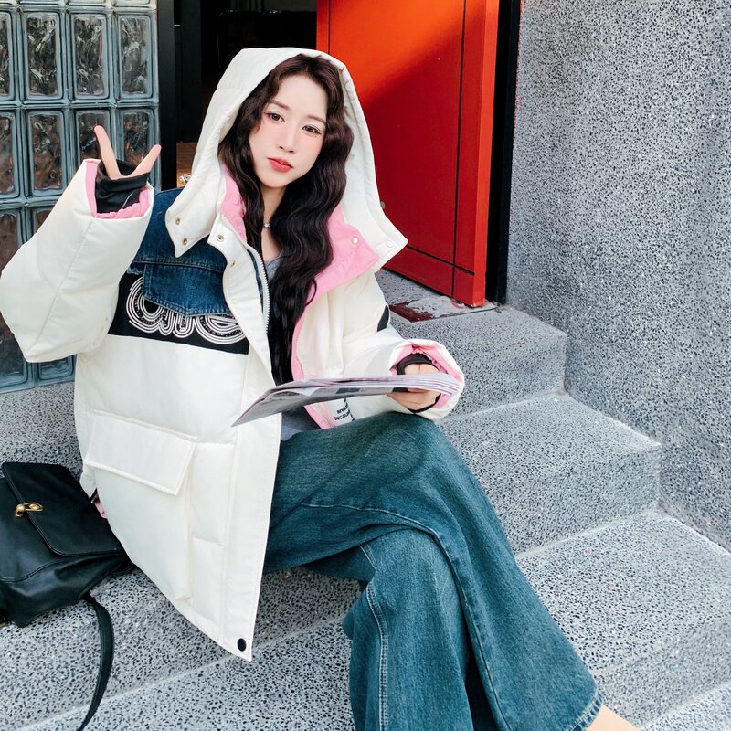 【大货】牛仔拼接工装羽绒服50绒C155-960-P305控458图片