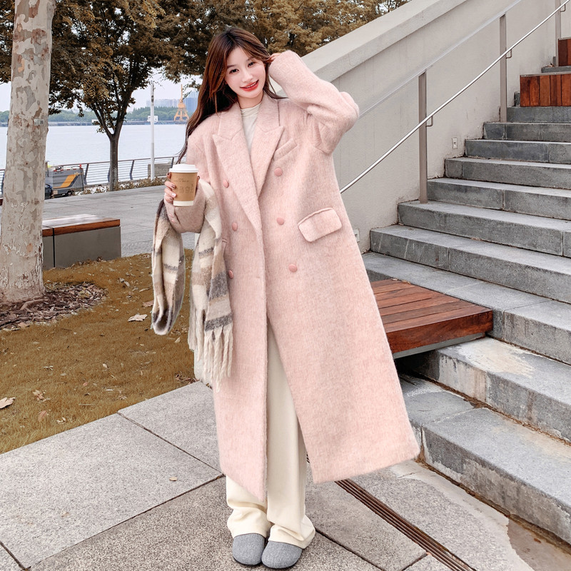【大货】粉色长款呢大衣夹棉C155-925-P205控308,女装套装/套裙,2C155