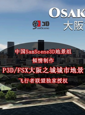Prepar3D/FSX模拟飞行日本大阪之城城市地景SamScene3D正版下载