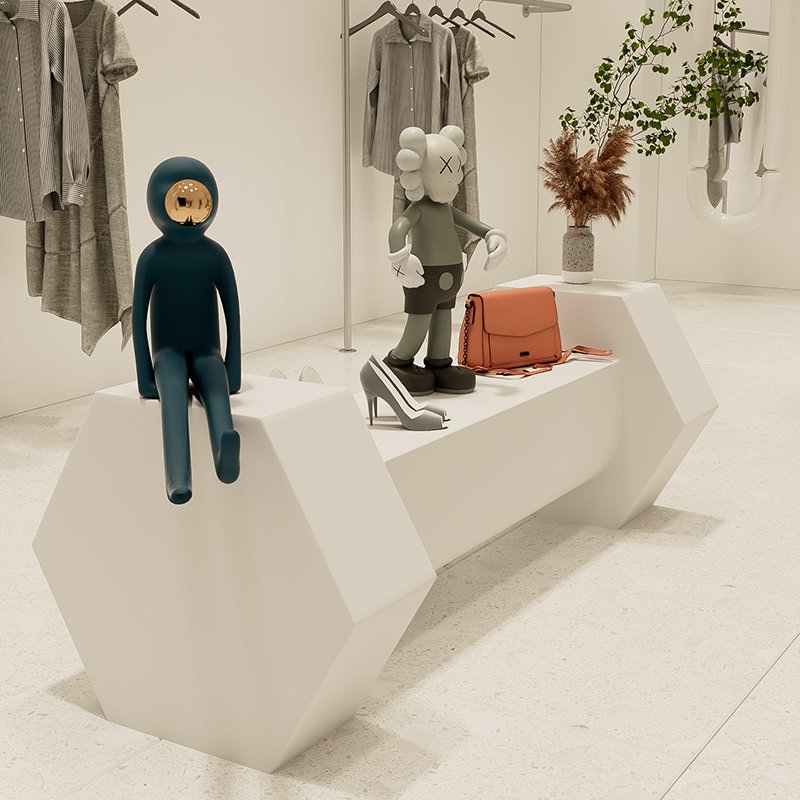 哑铃造型艺术中岛服装店展示台