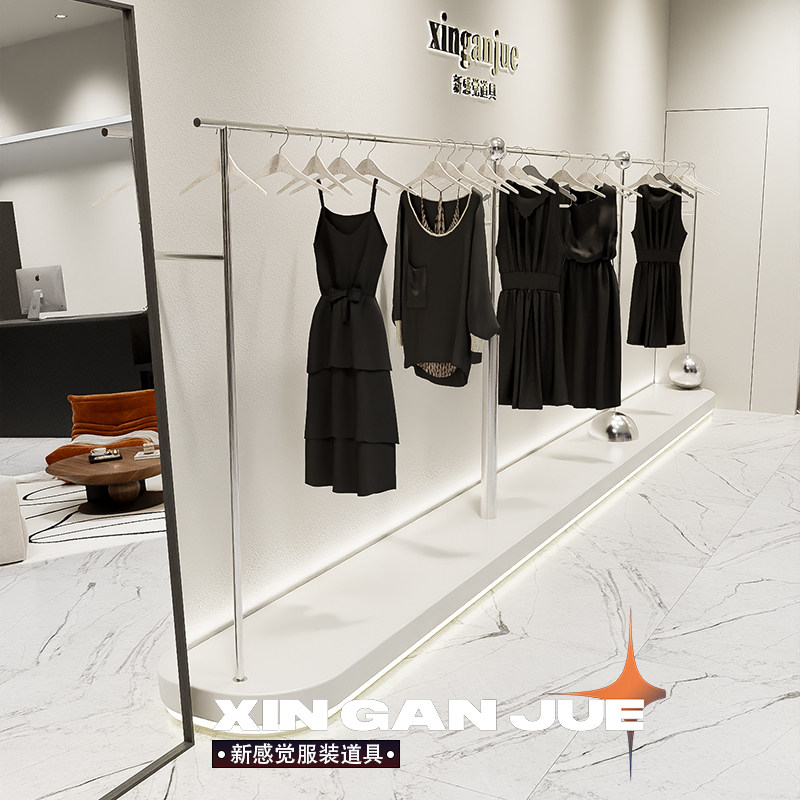 衣服展示架服装店铁艺电镀货架挂衣杆专用上墙挂衣架女装店陈列架