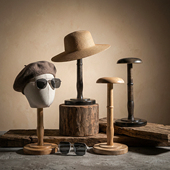 创意实木帽架帽托内撑挂放帽子头模假发展示架帽子店陈列装 饰道具