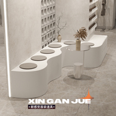 服装 靠墙中岛展示台橱窗陈列桌道具异型凳子坐人展台定制 店软装