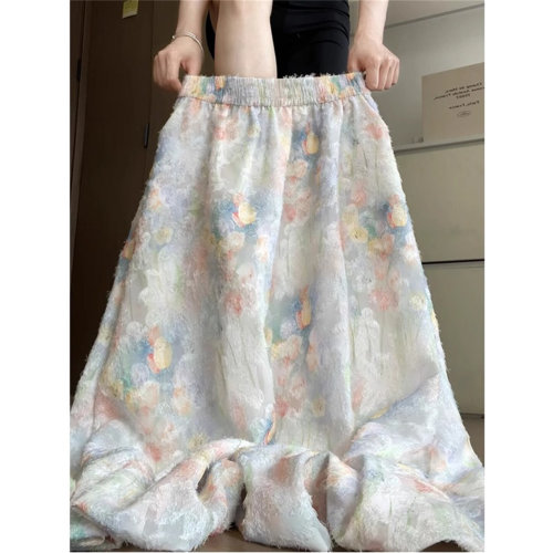 碎花蕾丝花苞裙女夏季薄款半身裙