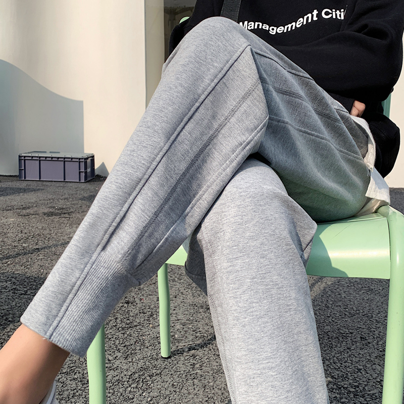 加绒运动裤女束脚高腰新款卫裤子