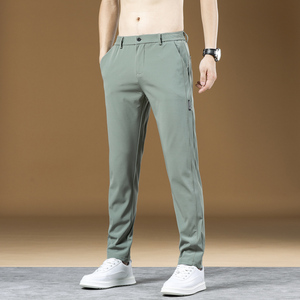 K1065-P30夏季男士清凉透气九分裤子男9分小西裤小脚冰丝休闲裤图片