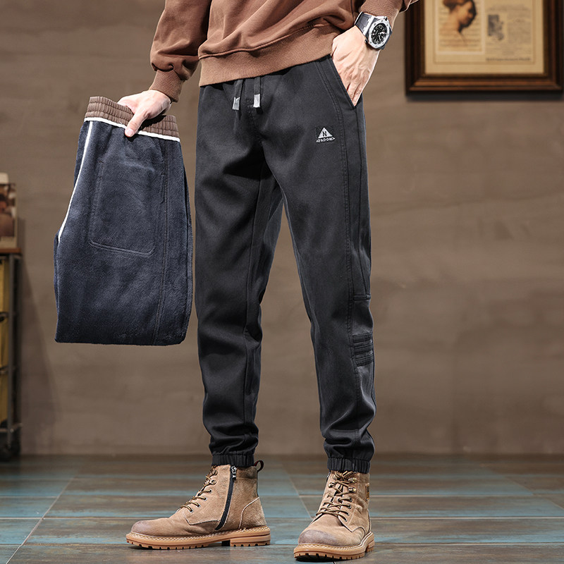 K6650加绒-p60冬季新款男生加绒加厚休闲裤男士修身小脚裤束脚裤，男装休闲裤，星座224-3