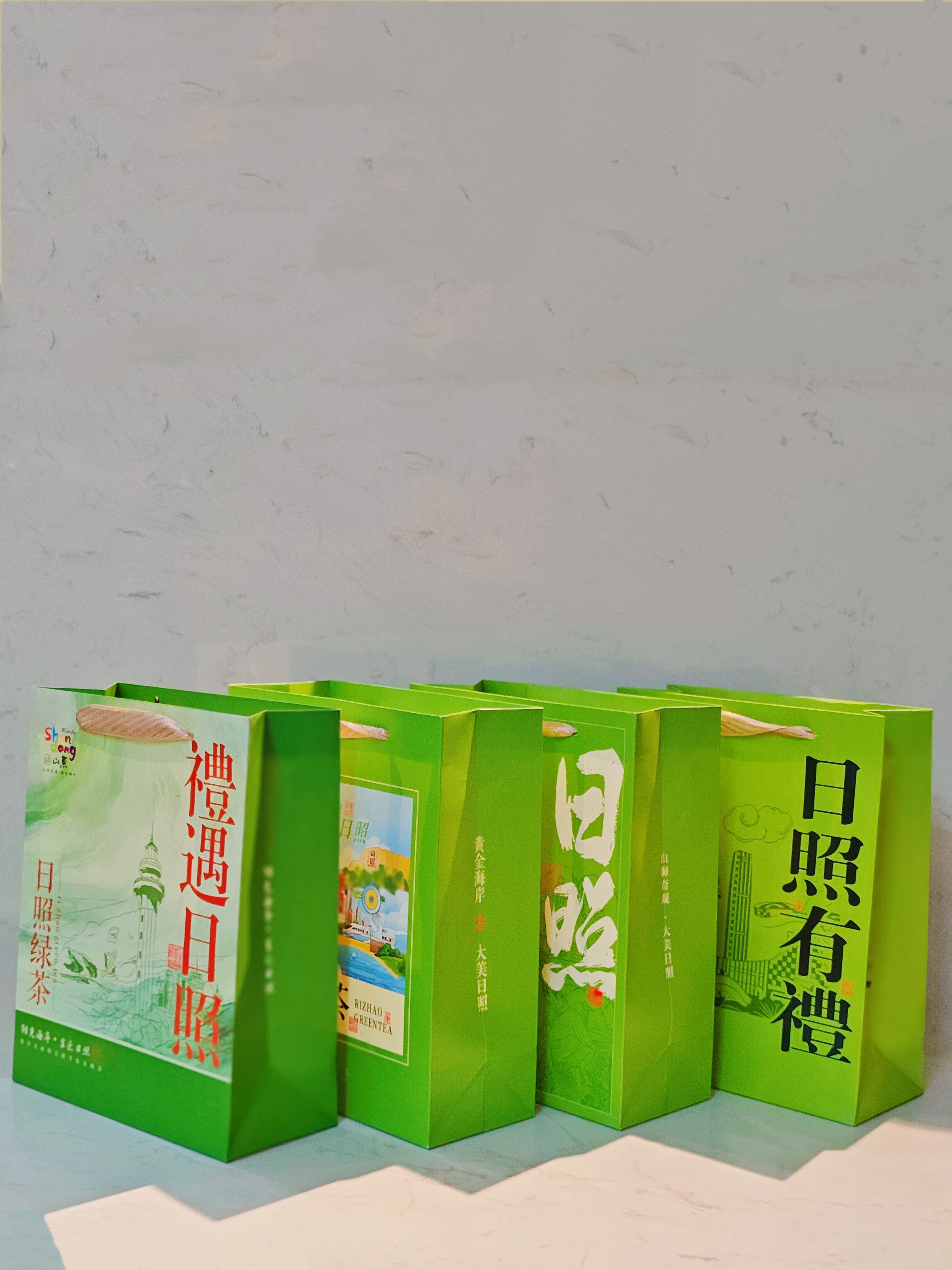 日照绿茶手提袋铁罐新中式传统茶文化东方美学茶叶罐手提袋礼品袋图片