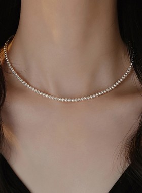 尺寸全！施家baby小珍珠项链女叠戴双层锁骨颈链极细小众法式项圈