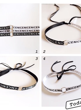 盒子手工制作原宿字母织带锁骨链