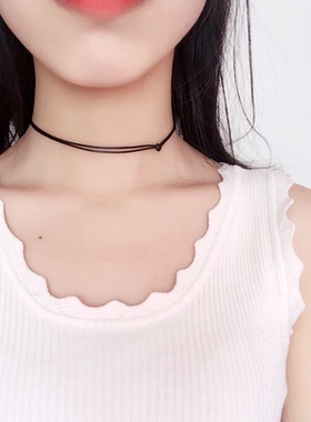 百搭黑色锁骨链曲筱绡同款