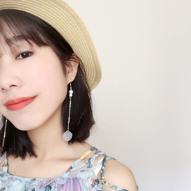 盒子海边度假风透明树脂磨砂耳环
