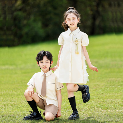 六一儿童合唱演出服小学生诗歌朗诵表演服夏季幼儿园毕业班服套装