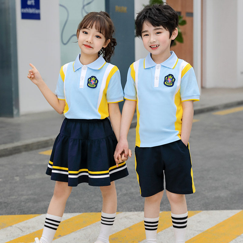 小学生纯棉短袖校服定制图片