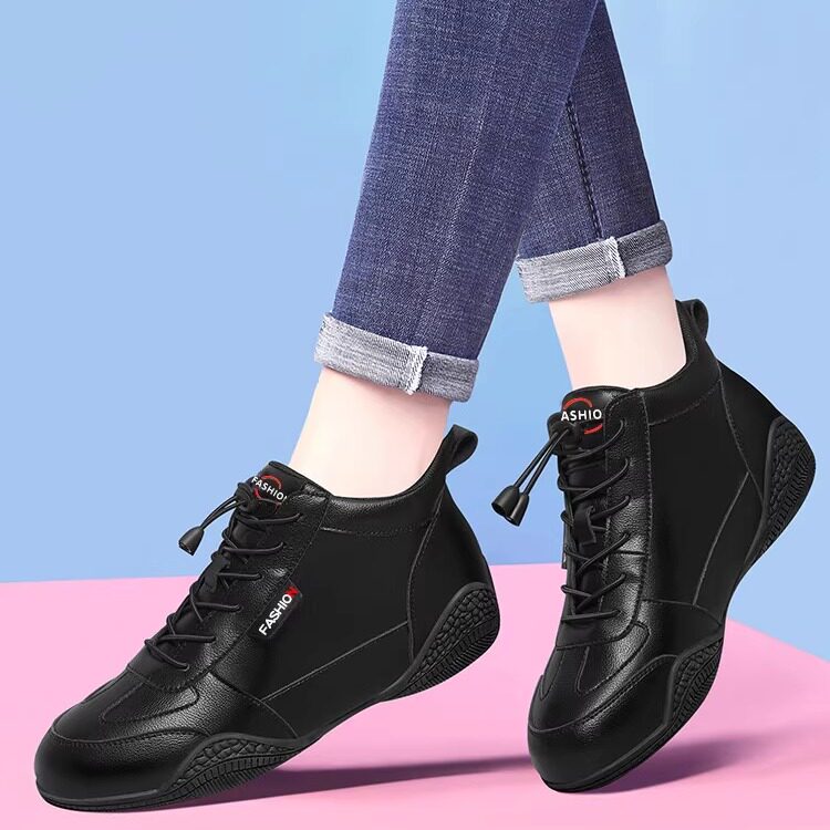 冬季真皮加绒休闲鞋舒适黑色轻便旅游鞋2025春秋新款平底软底女鞋,女鞋,时尚休闲鞋,淘宝优惠券,粉丝福利购,淘宝优惠卷