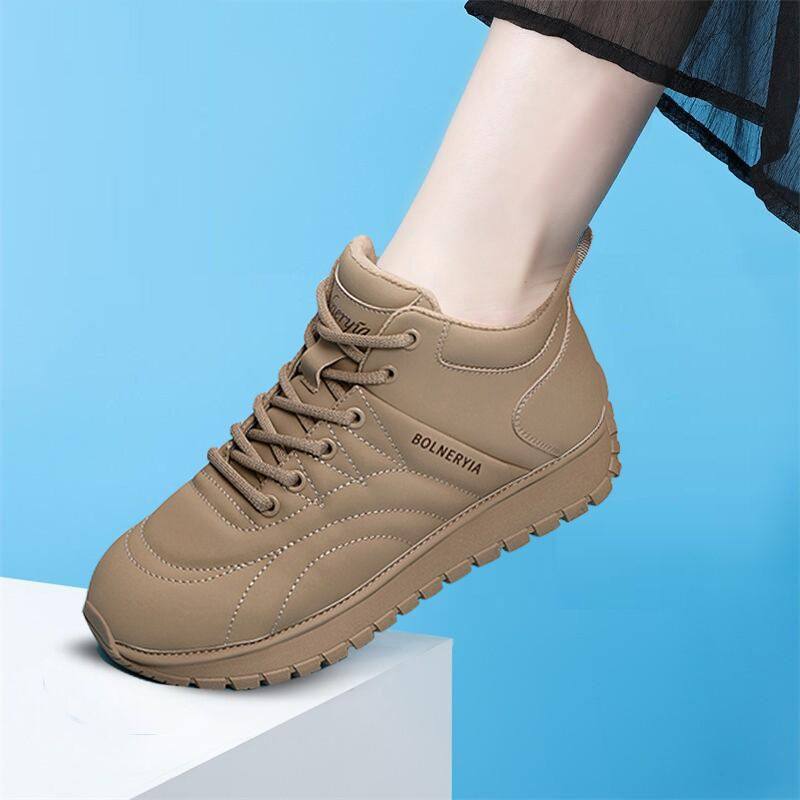 缓震软底面包鞋女2025年冬季新款加绒真皮高帮旅游棉鞋休闲平底鞋,女鞋,德训鞋,淘宝优惠券,粉丝福利购,淘宝优惠卷