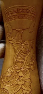 老玉竹手把件雕挂件吊坠红皮 张红山砑花葫芦