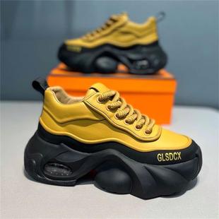 学生运动老爹鞋 欧洲站秋冬季 8厘米潮鞋 男10cm厚底高跟男鞋 增高鞋