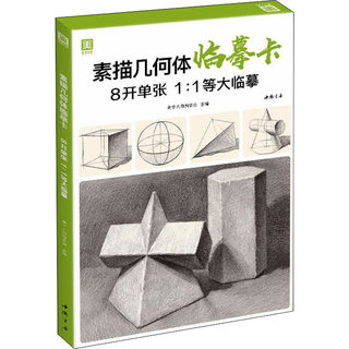 素描几何体临摹卡 美术技法基础入门教程图书画画书籍  8开范本石膏几何体单个体结构明暗静物组合精选绘画创意卡片初学者敲门砖