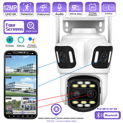 跨境电商ICSEE超级看看室外防雨监控wifi球机4画面8倍变焦camera