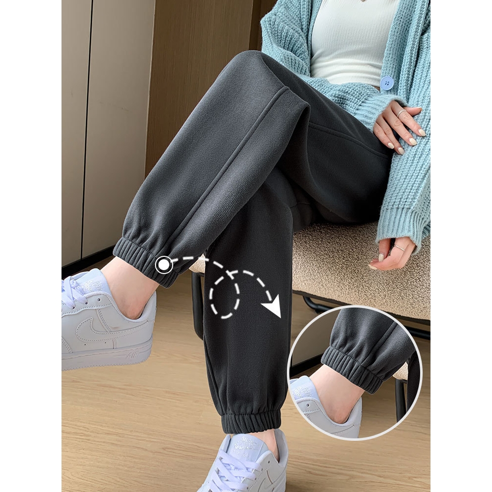 德国进口黑色运动裤女裤子春秋款2025新款宽松束脚哈伦萝卜休闲小