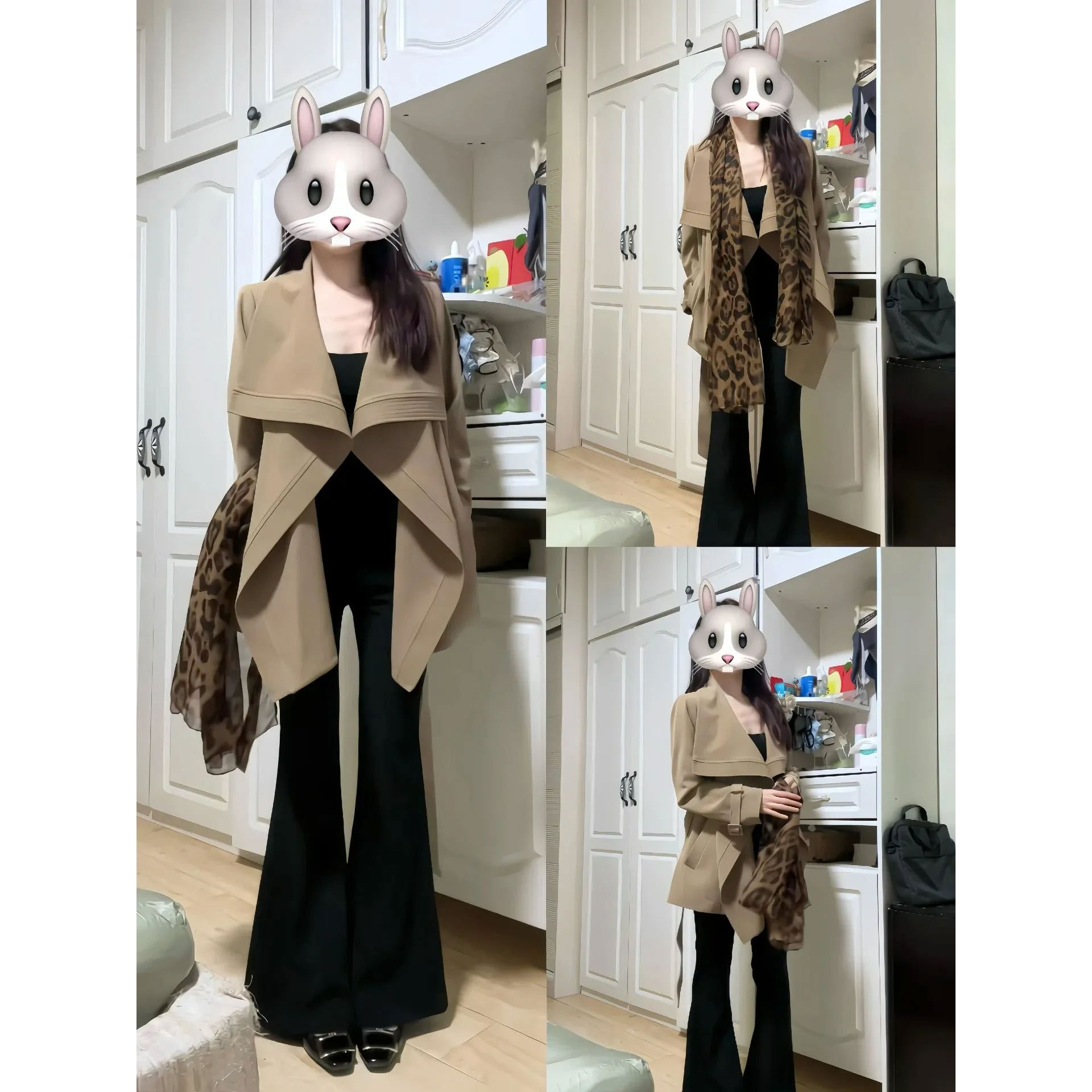 德国进口黑色微喇西装裤女2025新款秋季小个子高腰显瘦垂感大码休