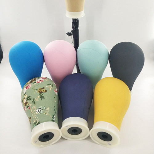假发支架模特头 可插针帆布头模 假发展示包布头 Canvas headform