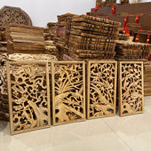 东阳木雕挂件新中式 仿古梅兰竹菊四条屏实木竖屏壁饰香樟实木雕刻