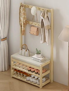 实木换鞋凳挂衣架一体简约现代款多功能客厅入户门玄关换鞋衣帽架