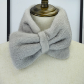 天鹅绒进口整貂毛皮毛围巾真水貂皮草蝴蝶结款 新款 女韩版 围脖围巾