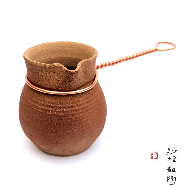 甘肃陇南天水粗陶纯手工柴烧罐罐茶煮熬茶壶侧把电炉炭明火煮茶器