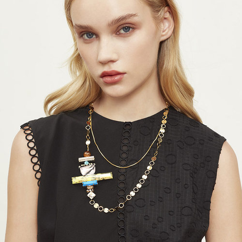 小夜曲工坊 Felcia云音 新中式 多重戴法 羽毛小羊皮 装饰项链