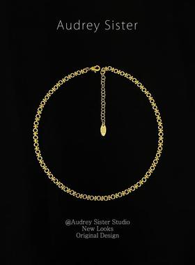 AUDREY姐姐金色圆环锁骨链