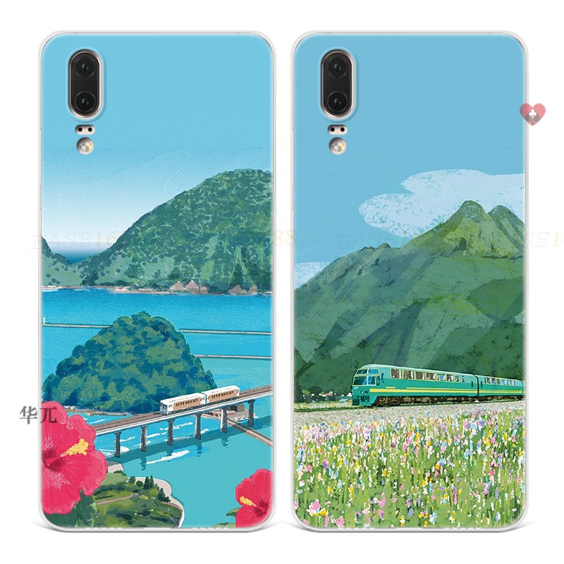 日系插画适用于华为p30p40p20p10p9小清新plus火车女款pro+|ruв категории Цифровые аксессуары, аксессуары для мобильных телефонов, телефон защитный кожух/оболочка - от Buy2taobao.com для оказания профессиональной услуги покупки агента Taobao