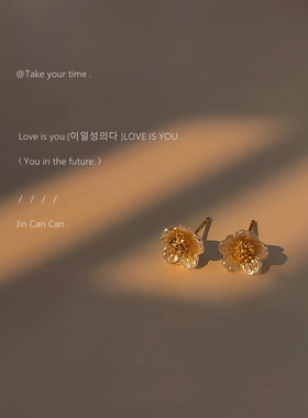 BO丨925银针迷你花朵耳钉清新镂空花耳环小巧简约百搭耳饰品ES27