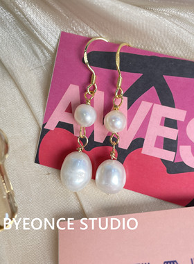 巴洛克珍珠耳环新款潮复古港风气质高级大气不规则天然淡水ES17