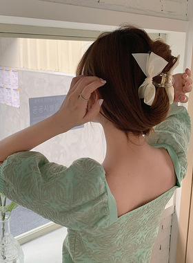 BO丨温柔邂逅~心动米色蝴蝶结抓夹发夹后脑勺夹子高级发饰品MJ157