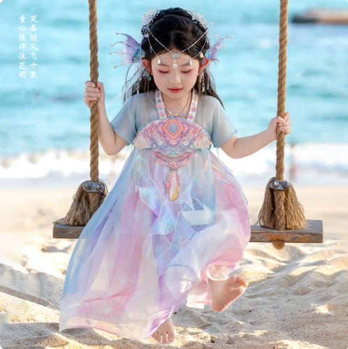 汉服女童2026儿童古风超仙洋气公主连衣裙小女孩夏季薄款美人鱼裙