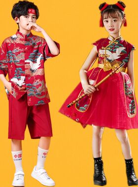 六一儿童演出服幼儿园蓬蓬裙舞蹈服啦啦队小学生中式国风表演服装