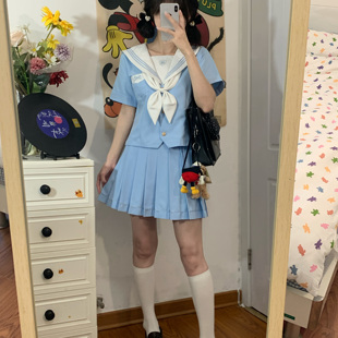 【芋子酱】邦黛芬原创jk制服日系萌妹正版水手服校供感蓝色中间服