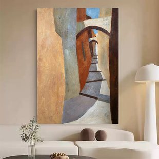 毕加索侘寂风民宿桌面摆画抽象油画客厅餐厅装饰壁画玄关肌理挂画