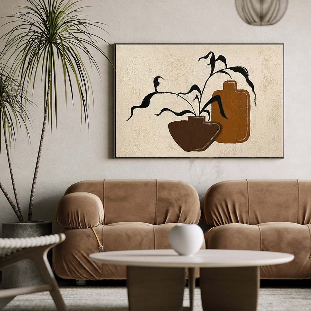 侘寂风肌理高级感挂画现代极简客餐厅装饰画简约日式茶馆玄关画